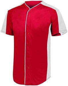 Augusta Sportswear 1655 - Full Button Baseball Jersey Red/White