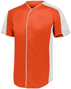 Augusta Sportswear 1655 - Full Button Baseball Jersey Orange/White