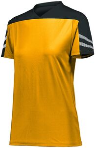 HighFive 322952 - Ladies Anfield Soccer Jersey  Athletic Gold/Black/White