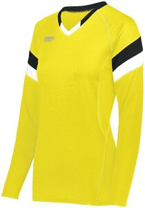 HighFive 342242 - Ladies Tru Hit Tri Color Long Sleeve Jersey Electric Yellow/Black/White