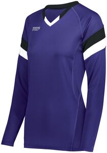 HighFive 342243 - Girls Tru Hit Tri Color Long Sleeve Jersey Purple/Black/White