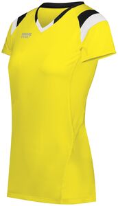 HighFive 342252 - Ladies Tru Hit Tri Color Short Sleeve Jersey Electric Yellow/Black/White