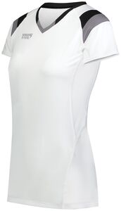 HighFive 342252 - Ladies Tru Hit Tri Color Short Sleeve Jersey White/Black/Graphite