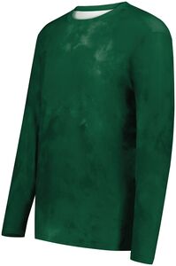 Holloway 222697 - Youth Cotton Touch Poly Cloud Long Sleeve Tee Dark Green Cloud Print