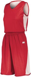 Russell 5R5DLX - Ladies Undivided Single Ply Reversible Jersey True Red/White
