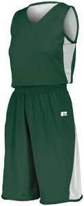 Russell 5R5DLX - Ladies Undivided Single Ply Reversible Jersey Dark Green/White
