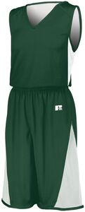 Russell 5R6DLM - Undivided Single Ply Reversible Shorts Dark Green/White