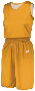Russell 5R9DLX - Ladies Undivided Solid Single Ply Reversible Jersey Gold/White