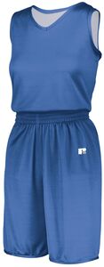 Russell 5R9DLX - Ladies Undivided Solid Single Ply Reversible Jersey Columbia Blue/White