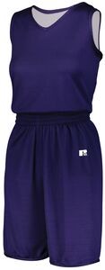 Russell 5R9DLX - Ladies Undivided Solid Single Ply Reversible Jersey Purple/White