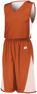 Russell 5R6DLB - Youth Undivided Single Ply Reversible Shorts Burnt Orange/ White