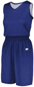Russell 5R8DLX - Ladies Undivided Solid Single Ply Reversible Shorts Royal/White