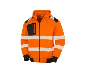 Result RS503X - Zip-up hoodie van gerecycleerd polyester Fluorescerend oranje/zwart
