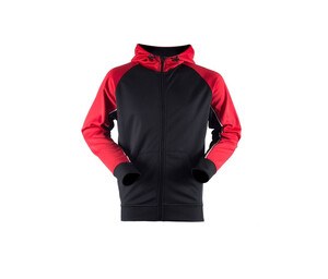 Finden & Hales LV340 - Contrasterende hoodie Zwart / Rood / Wit
