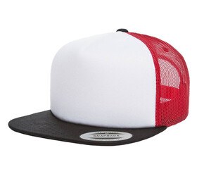 Flexfit 6005FW - Visiera piatta da berretto americano Black / White / Red