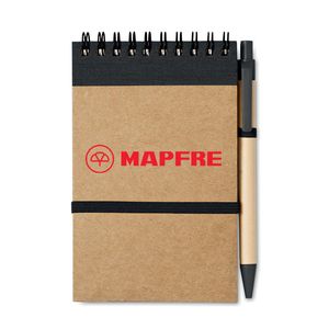 GiftRetail IT3789 - SONORA A6 recycled notepad with pen Black