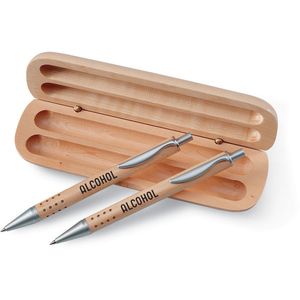 GiftRetail KC1701 - DEMOIN Pen gift set in wooden box Wood