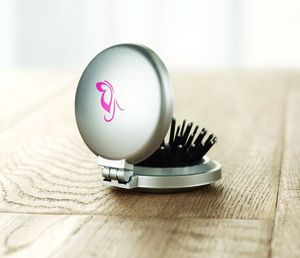 GiftRetail KC2683 - B BEAUTY Foldable brush/mirror Silver