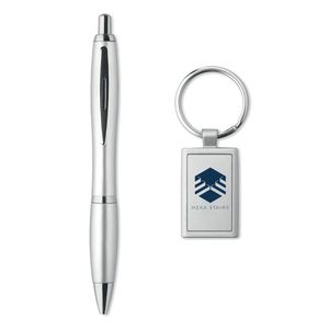 GiftRetail KC7149 - KELLY Ball pen and key ring set matt silver
