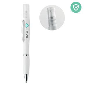 GiftRetail MO6143 - RIO SPRAY Push button antibacterial pen White