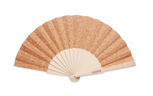 GiftRetail MO6232 - FANNY CORK Wood hand fan with cork fabric Beige