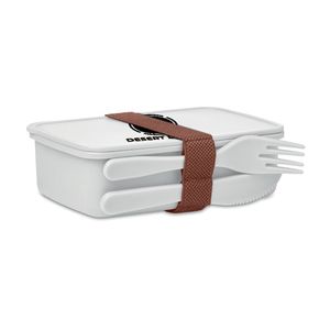 GiftRetail MO6254 - SUNDAY Lunch box with cutlery White