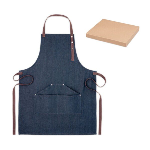 GiftRetail MO6264 - DENIPUR Premium Adjustable Denim Kitchen Apron with Pockets