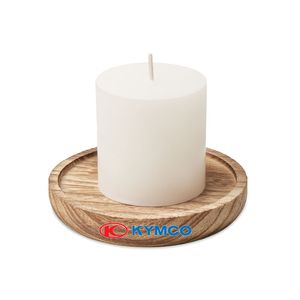 GiftRetail MO6282 - PENTAS Candle on round wooden base Wood