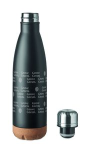 GiftRetail MO6313 - ASPEN CORK Double wall bottle 600 ml Black