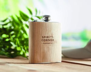 GiftRetail MO6356 - HIPHIP Bamboo slim hip flask 175ml Beige
