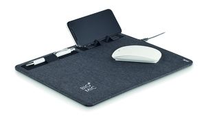 GiftRetail MO6416 - SUPERPAD RPET mouse mat charger 15W Dark Grey