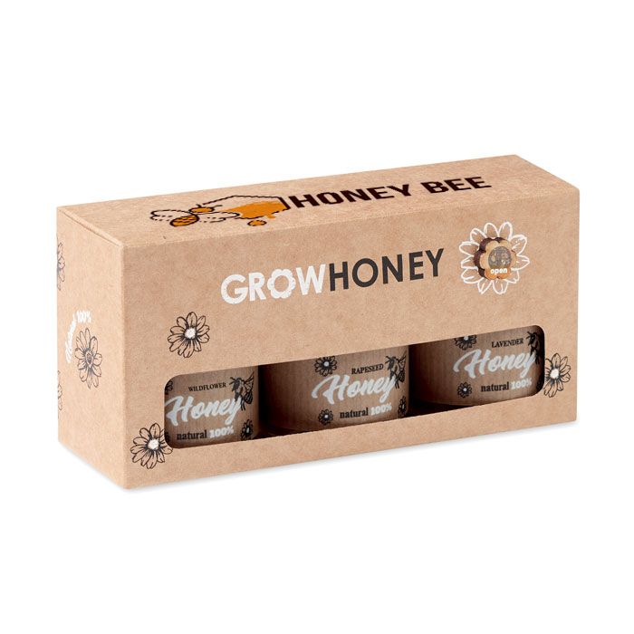 GiftRetail MO6441 - BEEBEE SET Set of 3 wildflower honey