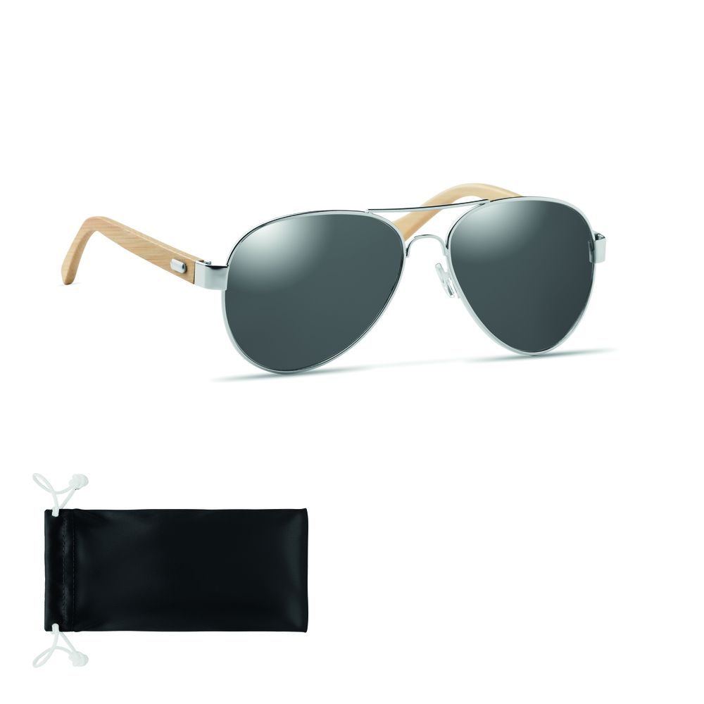 GiftRetail MO6450 - HONIARA Óculos de sol bambu em bolsa