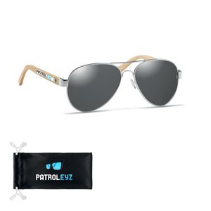 GiftRetail MO6450 - HONIARA Bamboo sunglasses in pouch Black