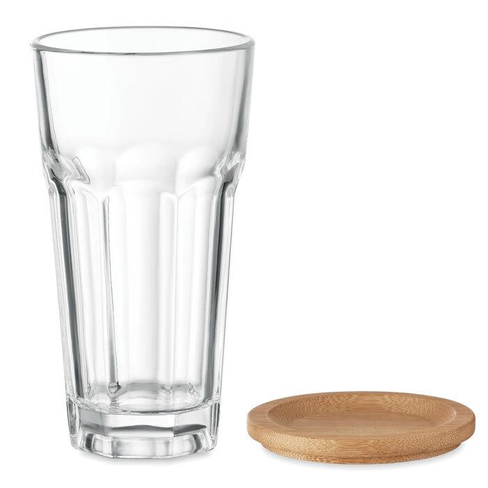 GiftRetail MO6452 - SEMPRE Glass with bamboo lid/coaster