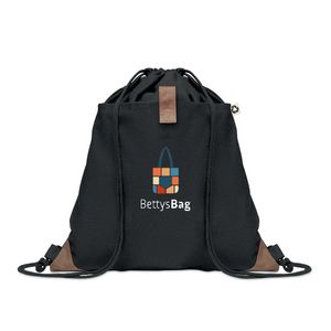 GiftRetail MO6550 - PANDA BAG Recycled cotton drawstring bag Black