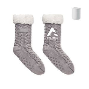 GiftRetail MO6573 - CANICHIE Pair of slipper sock M Grey