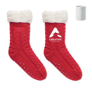GiftRetail MO6574 - CANICHIE Pair of slipper sock L Red