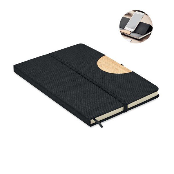 GiftRetail MO6576 - BLAMA Eco-Friendly A5 Notebook with Bamboo Smartphone Stand