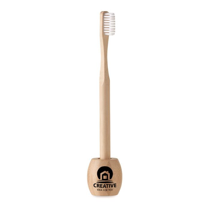 GiftRetail MO6604 - KUILA Bamboo tooth brush with stand