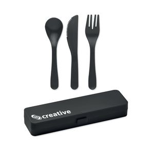 GiftRetail MO6661 - RIGATA Cutlery set in PP Black