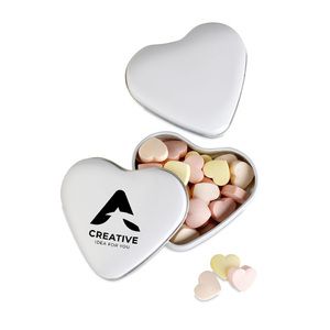 GiftRetail MO7234 - LOVEMINT Heart tin box with candies White