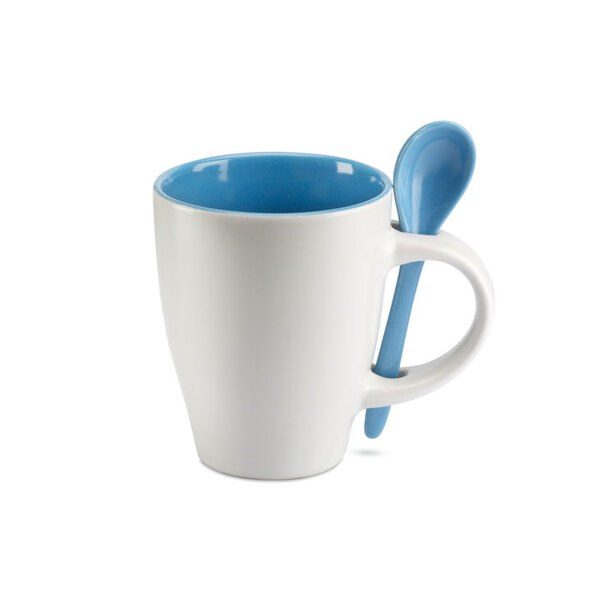 GiftRetail MO7344 - DUAL Taza bicolor con cuchara 250 ml