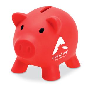GiftRetail MO8132 - Piggy bank in PVC with an ABS stopper on the bottom Red