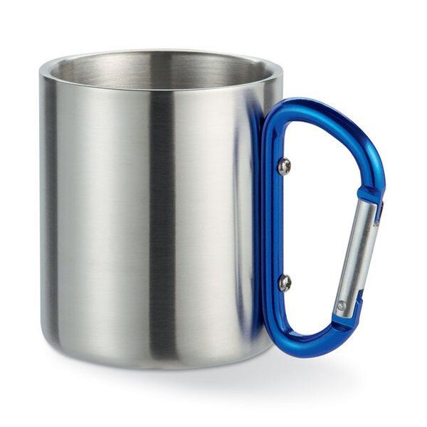 GiftRetail MO8313 - TRUMBO Lightweight Stainless Steel Mug with Carabiner Handle