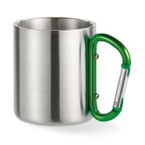 GiftRetail MO8313 - Stainless steel mug with carabiner handle.