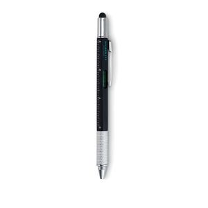 GiftRetail MO8679 - TOOLPEN Spirit level pen with ruler Black