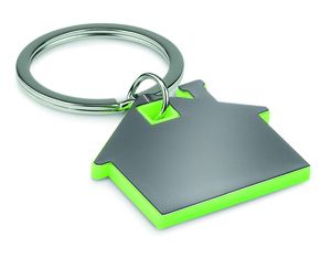 GiftRetail MO8877 - IMBA House shape plastic key ring Lime