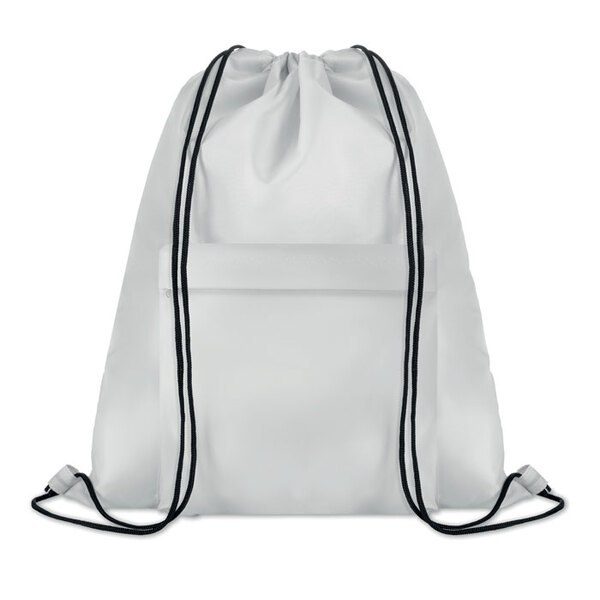 GiftRetail MO9177 - POCKET SHOOP Large 210D Polyester Drawstring Bag with Pocket