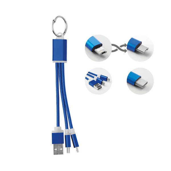 GiftRetail MO9292 - RIZO Llavero con Cable USB Tipo C y Micro USB